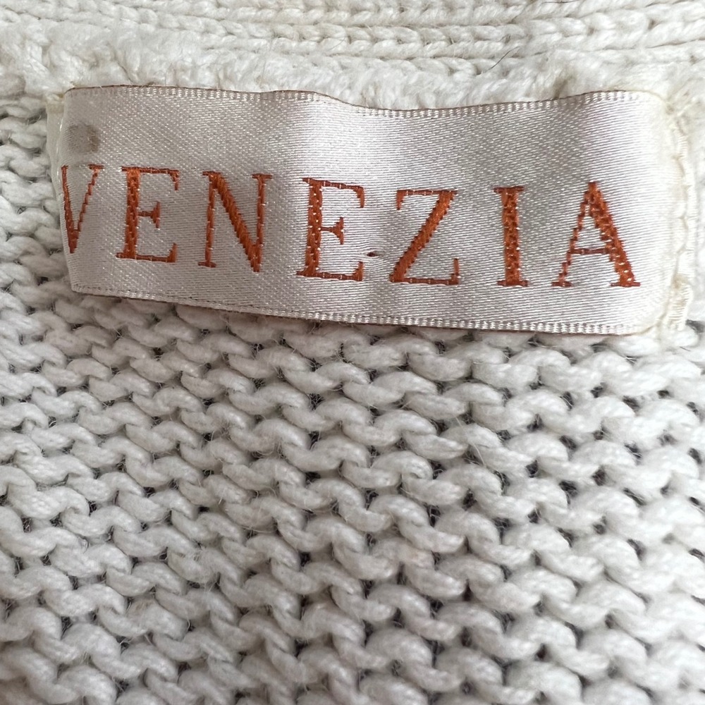 Vintage Venezia Cream Ramie Cotton Embroidered Floral Argyle Cardigan 18/20 - Picture 7 of 10